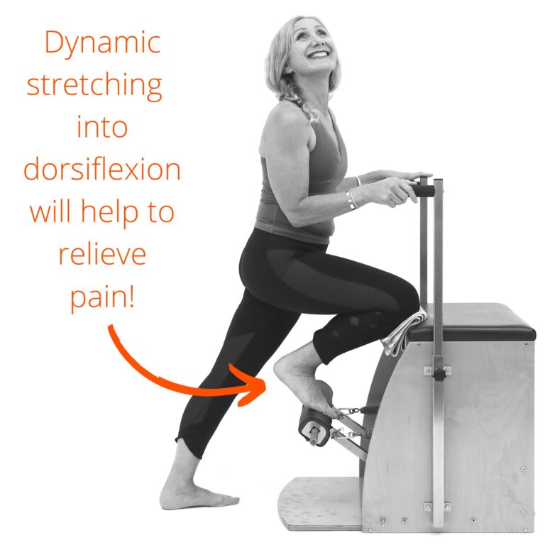 Pilates Ankle exercise on the Wundar chair working into dorsiflexion