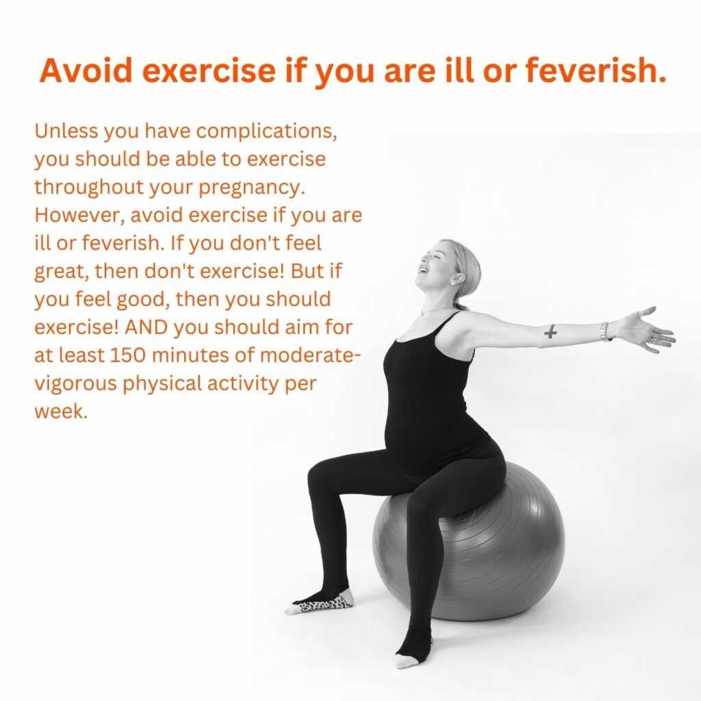 Pregnant women exercising on a fit ball